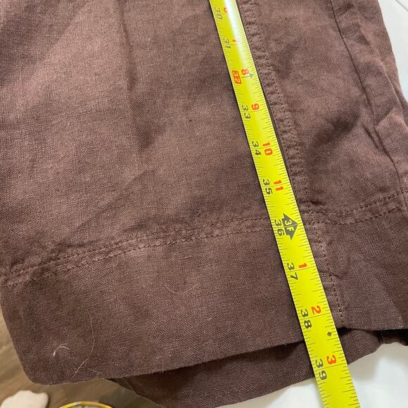 Poetry NWT Brown Straight Wide Leg 100% Linen Pull On Pants 6 - Picture 8 of 10